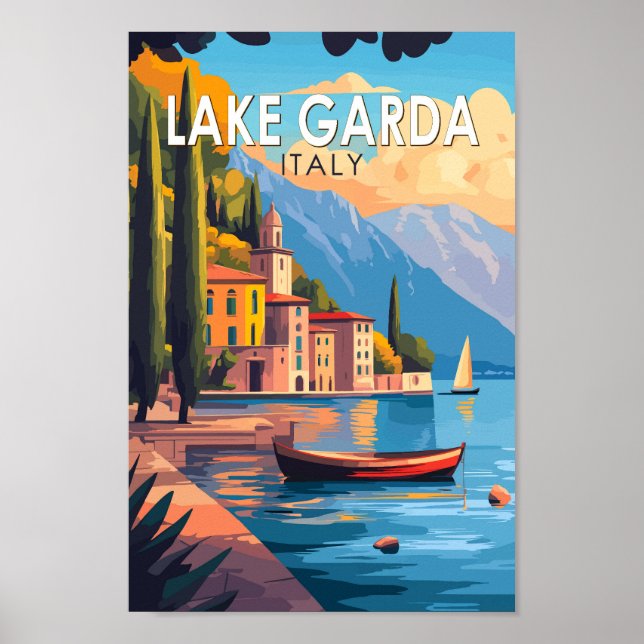 Affiche Lake Garda Italie Travel Art Vintage (Devant)