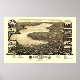 Affiche Lake Geneva, WI Panoramic Map - 1882