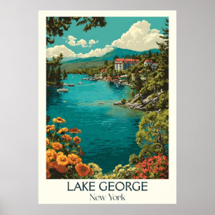 Affiche Lake George New York Vintage Adirondack Lake Art
