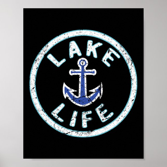 Affiche Lake Life Fishing Boating Saying Fisherman Vacatio (Devant)