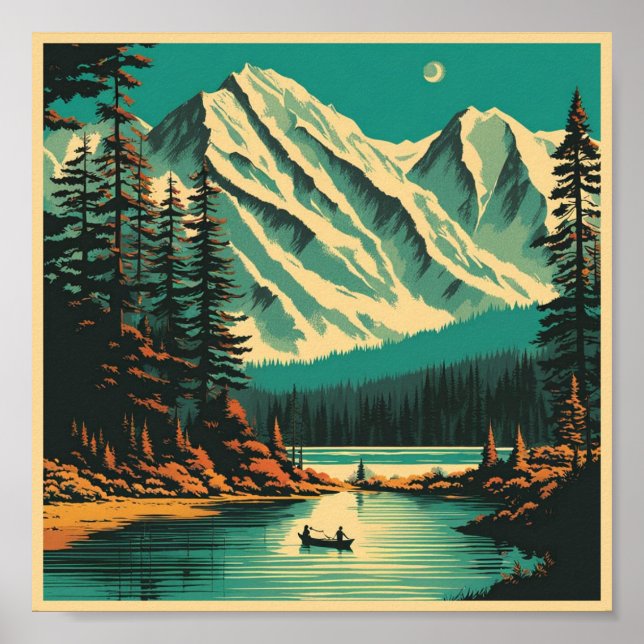 Affiche Lake Louise Banff National Park Retro Travel (Devant)
