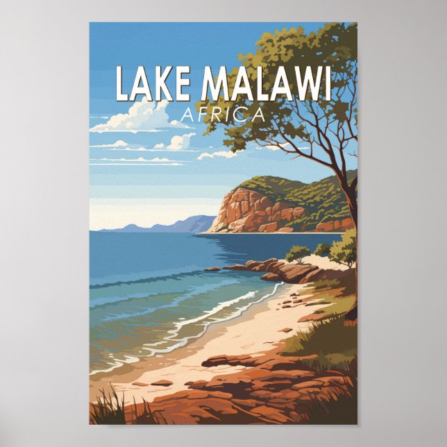 Affiche Lake Malawi Afrique Travel Art Vintage (Devant)