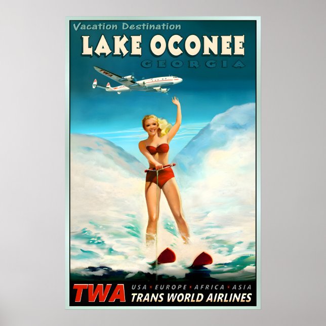 Affiche Lake Oconee Georgia TWA Trans World Airlines (Devant)