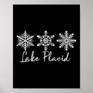 Affiche Lake Placid Flocon de neige Sports d'hiver de neig