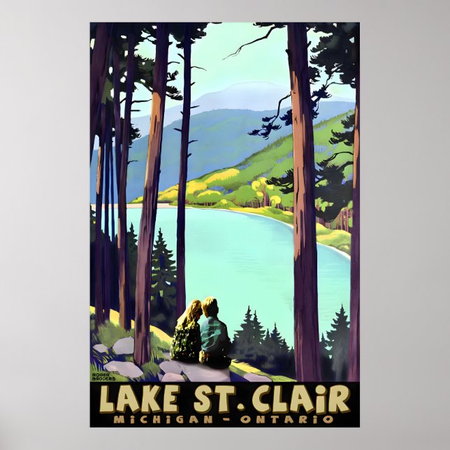 Affiche Lake St. Clair Michigan Ontario Girl and Boy (Devant)