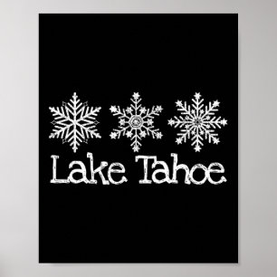 Affiche Lake Tahoe Mountain Ski Ski Ski Rustique Snowfl