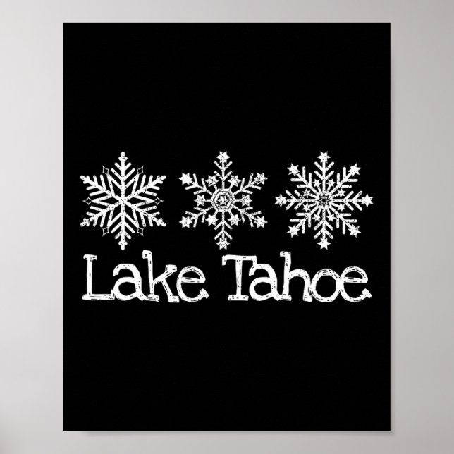 Affiche Lake Tahoe Mountain Ski Ski Ski Rustique Snowfl (Devant)