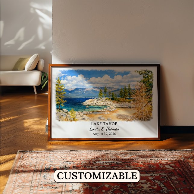 Affiche Lake Tahoe Nevada, Aquarelle, Sur mesure (Créateur téléchargé)