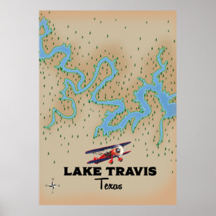 Affiche Lake Travis Texas map