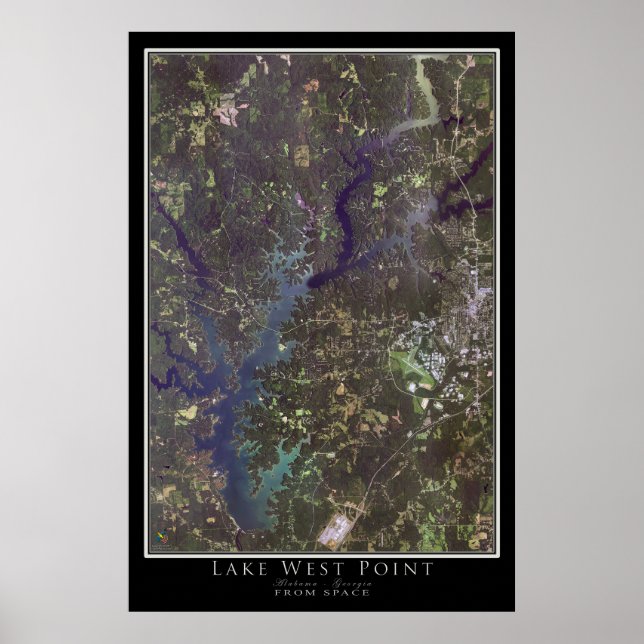 Affiche Lake West Point Alabama - Georgia Satellite Map (Devant)