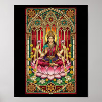 Lakshmi Déesse de la Richesse Vitrail Hindouisme M