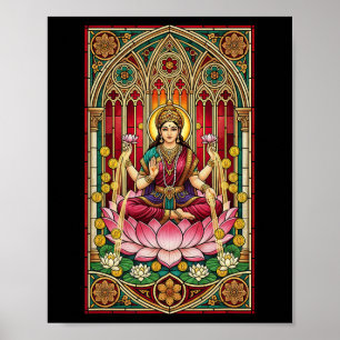 Affiche Lakshmi Déesse de la Richesse Vitrail Hindouisme M