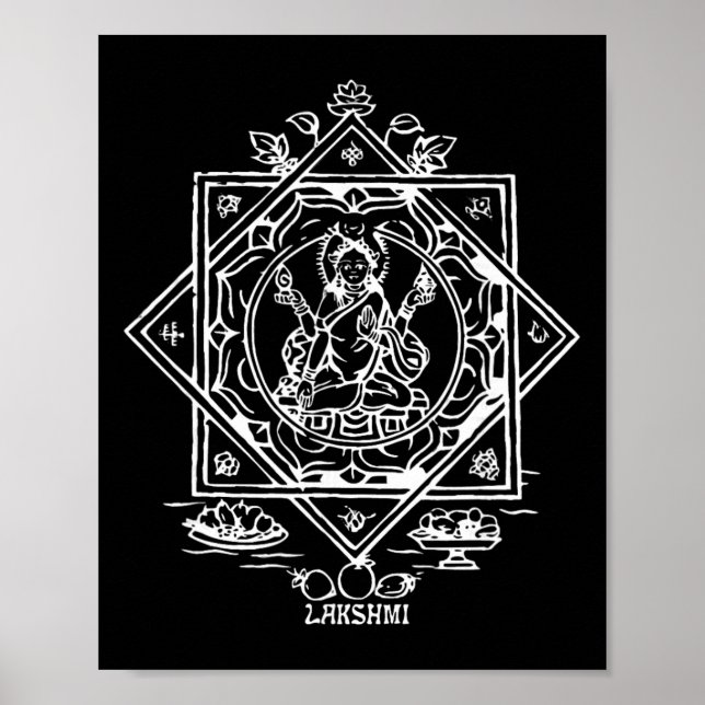 Affiche Lakshmi Déesse indienne de la richesse hindouisme  (Devant)