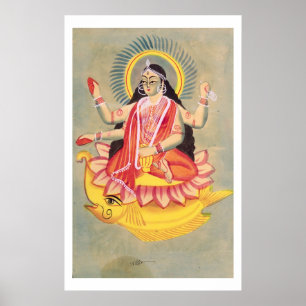 Affiche Laksmi se reposant sur un trône de lotus part,