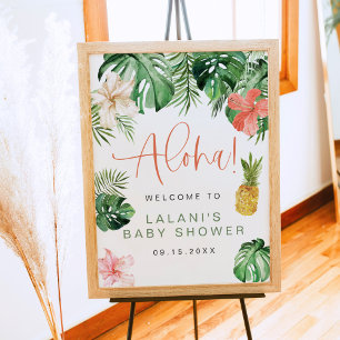 Affiche LALANI Tropical rose Hibiscus Luau Baby shower