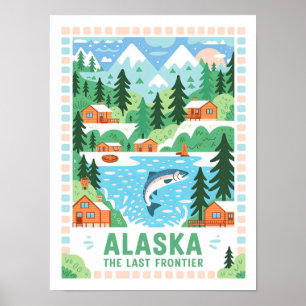 Affiche L'Alaska la Dernière frontière USA Summer Travel