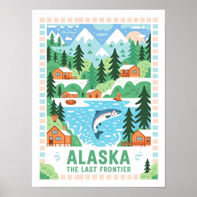 Affiche L'Alaska la Dernière frontière USA Summer Travel (Devant)