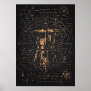 Affiche L'Alchimiste du Café, Art Abstrait Mystique de la 
