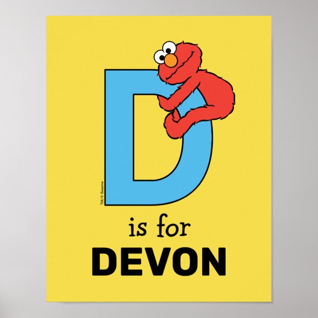 Affiche L'alphabet d'Elmo | D Bleu (Devant)