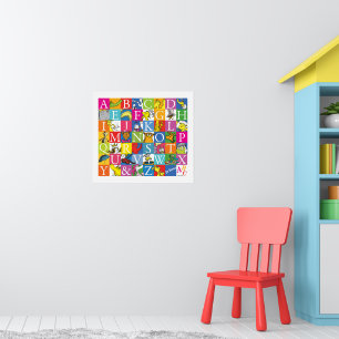 Affiche L'alphabet en blocs de couleur de Dr Seuss