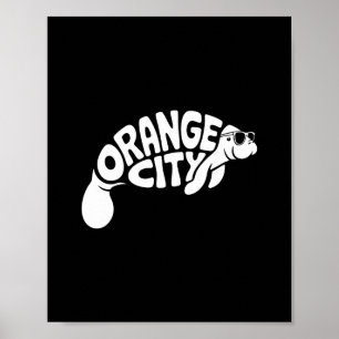 Affiche Lamantin de la ville orange Orlando Floride Vacanc