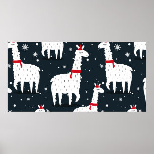 Affiche Lamas, fond dessiné à la main. Motif transparent c