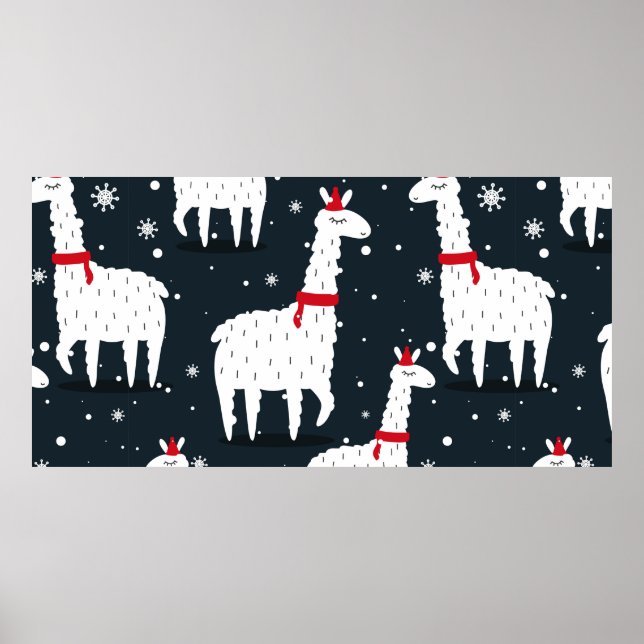 Affiche Lamas, fond dessiné à la main. Motif transparent c (Devant)