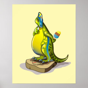 Affiche Lambeosaurus Se Possédant Sur Une Échelle De Poids