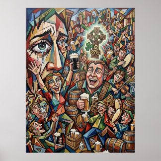 Affiche L'Âme de l'Irlande : Pub Cubiste et Art de la Croi