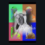 Affiche L'Amélie pop-art<br><div class="desc">Je me souviens de la disparition d'Amelia Earhart en 1937. Le monde semblait plutôt feutré. Elle est ici dans ses lunettes avec de petites images pop-art pour rendre l'affiche tape-à-l'oeil. Spunky comme Amelia</div>