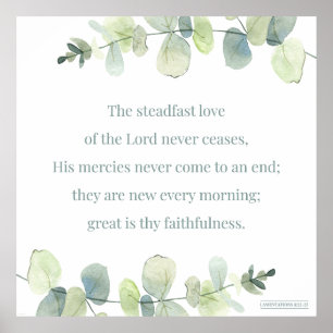 Affiche Lamentations 3:22-23, Bible Verse Print, Steadfast