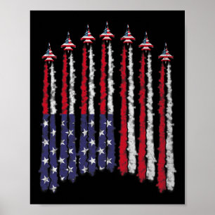 Affiche L'Américain Patriotic Fighter Jets Drapeau Usa Wav
