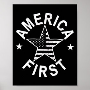 Affiche L'Amérique D'Abord Distorti Drapeau Américain Patr