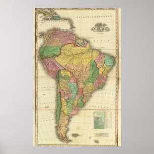Affiche L'Amérique du Sud en 1823
