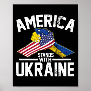 Affiche L'Amérique se tient aux côtés de l'Ukraine Drapeau