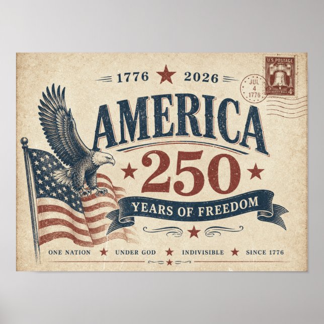 Affiche L'Amérique vintage 250 ans de liberté (Devant)