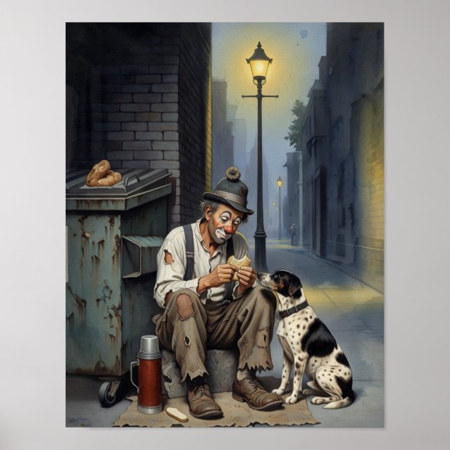 Affiche L'Ami - Clown sans abri avec chien (Devant)