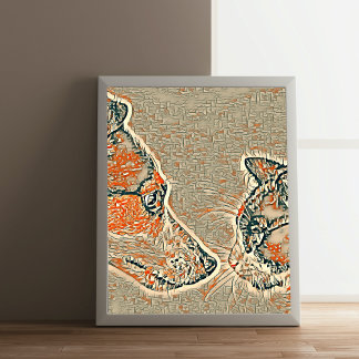 Affiche L'amitié des chats et des chiens, abstraite