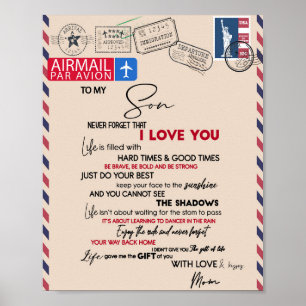 Affiche L'Amour  À Mon Fils N'Oubliez Jamais Que Je T'Aime