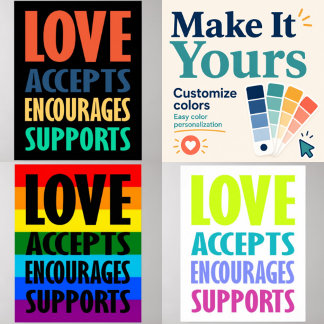 Affiche L'amour accepte une typographie moderne audacieuse