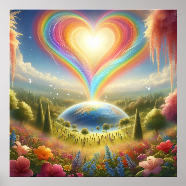 Affiche L'amour arc-en-ciel partout dans le monde sur un m (Devant)