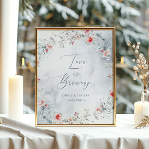 Affiche L'amour brasse la neige hivernale Douche nuptiale