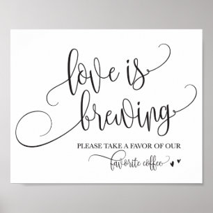 Affiche L'amour brasse le café bar Mariage Signé