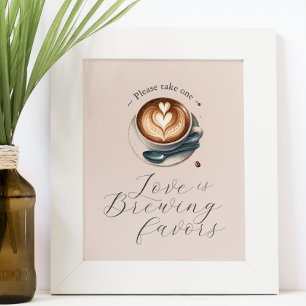 Affiche L'amour brasse le café Fête des mariées Faveurs