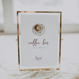 Affiche L'amour brasse le panneau de la barre de café