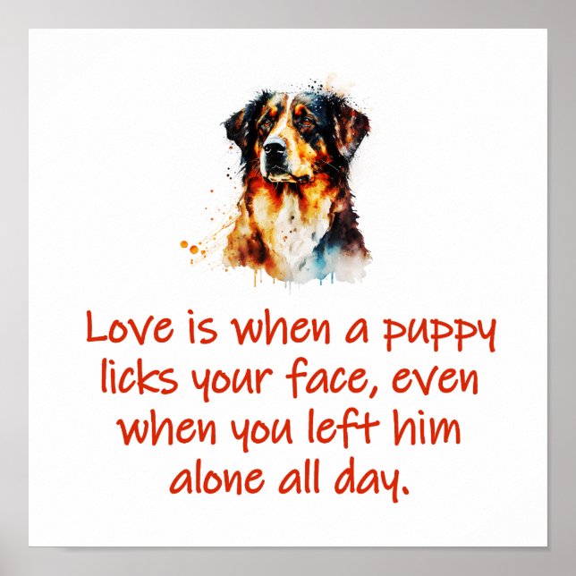Affiche L'Amour, C'Est Quand Un Chiot Lèche Le Visage (Devant)