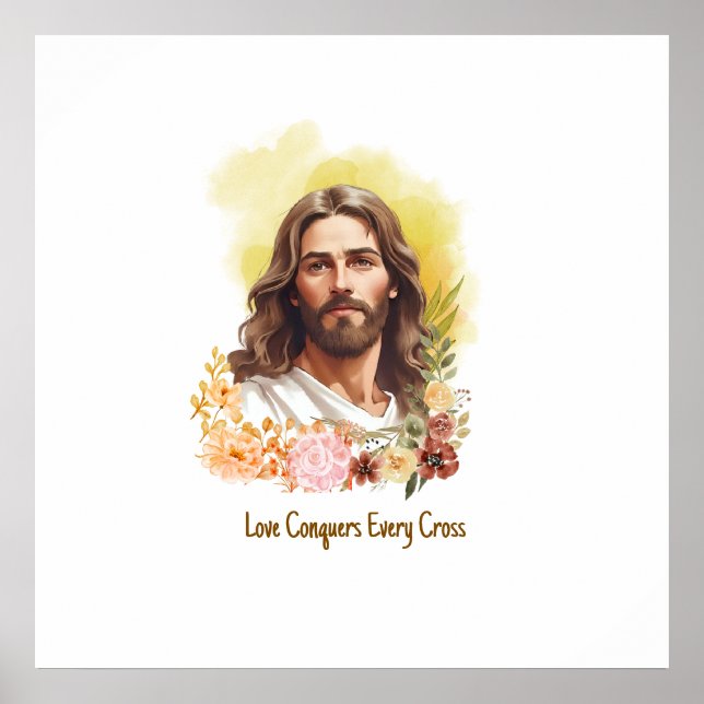 Affiche L'amour conquiert chaque croix - Jésus (Devant)