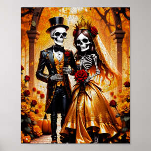 Affiche L'Amour Cryptique - Peinture en couple de squelett