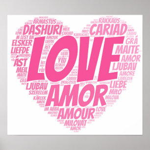 Affiche L'amour dans différentes langues du monde