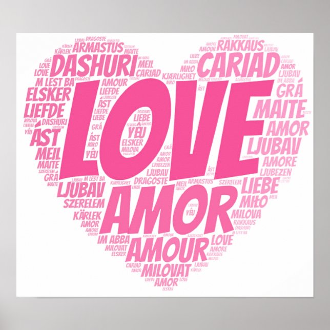 Affiche L'amour dans différentes langues du monde (Devant)